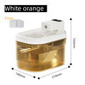 Transparent Orange and White Smart Motion Sensor Wireless Pet Water Fountain - 2L Cordless Quiet Automatic Water Dispenser with Quadruple Filtration for Cats and Dogs