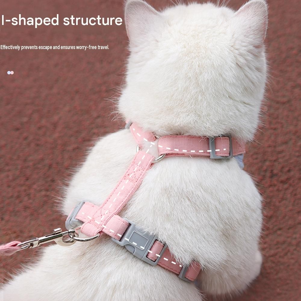 Blue L Size Adjustable Cat Harness and Leash Set - Escape Proof H-Shape Design, Breathable Polyester, Soft Padding, Outdoor Walking Safety