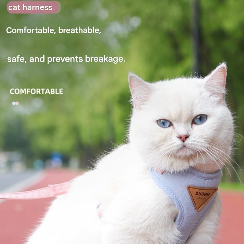 Green L Size Adjustable Cat Harness and Leash Set - Escape Proof H-Shape Design, Breathable Polyester, Soft Padding, Outdoor Walking Safety