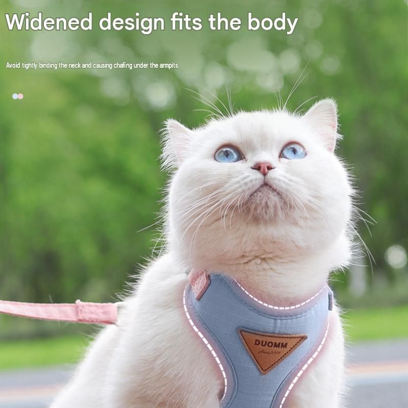 Green L Size Adjustable Cat Harness and Leash Set - Escape Proof H-Shape Design, Breathable Polyester, Soft Padding, Outdoor Walking Safety