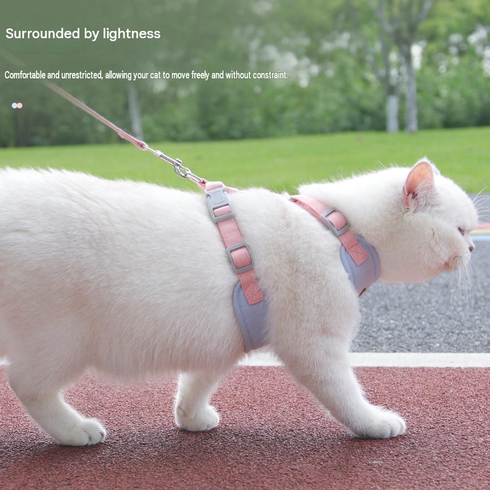 Green L Size Adjustable Cat Harness and Leash Set - Escape Proof H-Shape Design, Breathable Polyester, Soft Padding, Outdoor Walking Safety