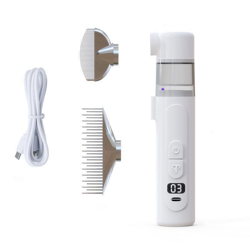 Electric Flea Comb for Dogs and Cats - 2-in-1 Rechargeable Pet Flea Remover and Dematting Grooming Comb with Suction Collection, 3 Speed Settings and USB-C Charging