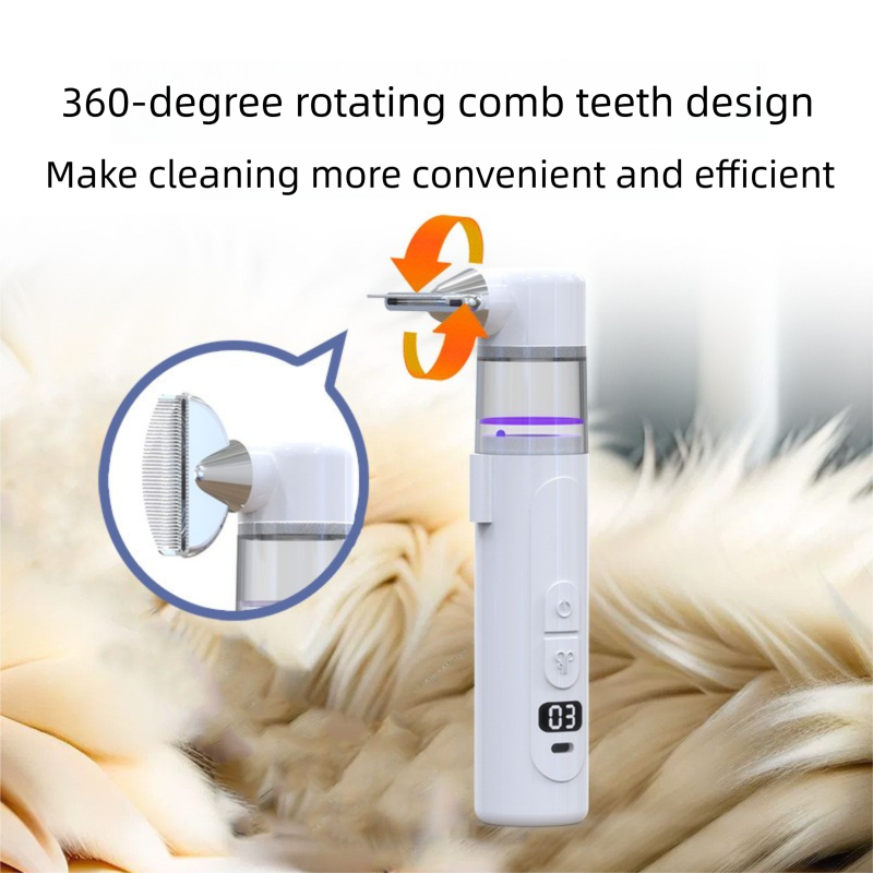 Electric Flea Comb for Dogs and Cats - 2-in-1 Rechargeable Pet Flea Remover and Dematting Grooming Comb with Suction Collection, 3 Speed Settings and USB-C Charging