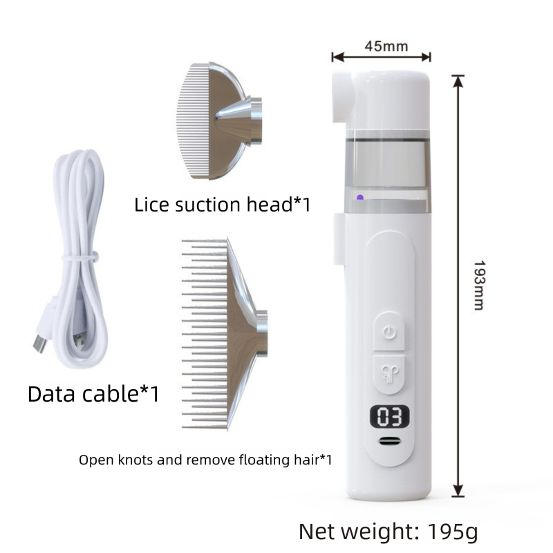 Electric Flea Comb for Dogs and Cats - 2-in-1 Rechargeable Pet Flea Remover and Dematting Grooming Comb with Suction Collection, 3 Speed Settings and USB-C Charging