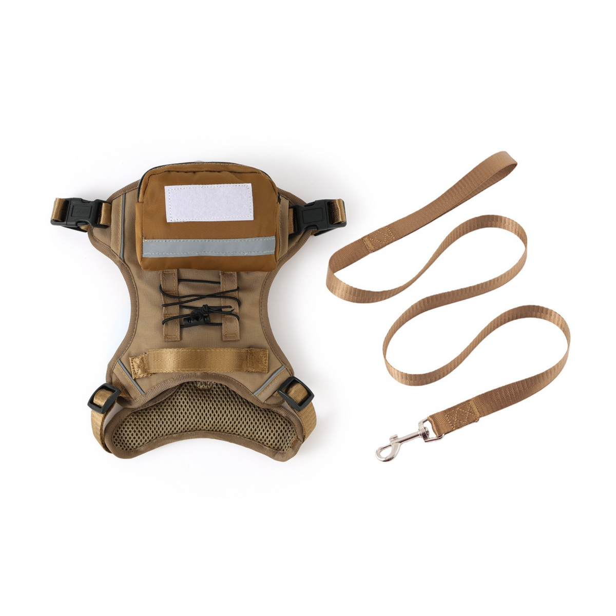 Dog Harness with Backpack and Leash Set - Size L Adjustable Breathable Mesh Pet Vest with Reflective Trim, Storage Pouch and Control Handle for Walking and Hiking