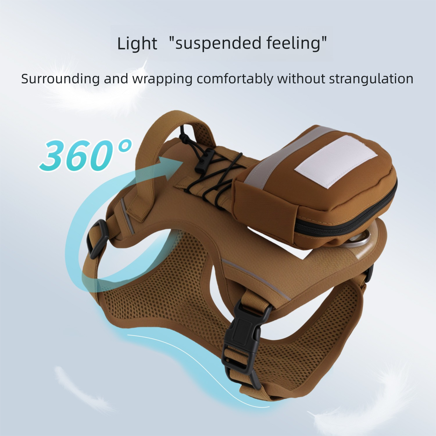 Dog Harness with Backpack and Leash Set - Size L Adjustable Breathable Mesh Pet Vest with Reflective Trim, Storage Pouch and Control Handle for Walking and Hiking