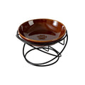 Raised Ceramic Pet Bowl with  Metal Stand Brown - Paw Print Cat and Dog Feeding Bowl, Removable Easy-Clean Dish with Elevated Design for Food and Water
